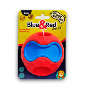 juguete para perros bola azul y roja