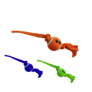 juguete de cuerda para perros con pelota y asa