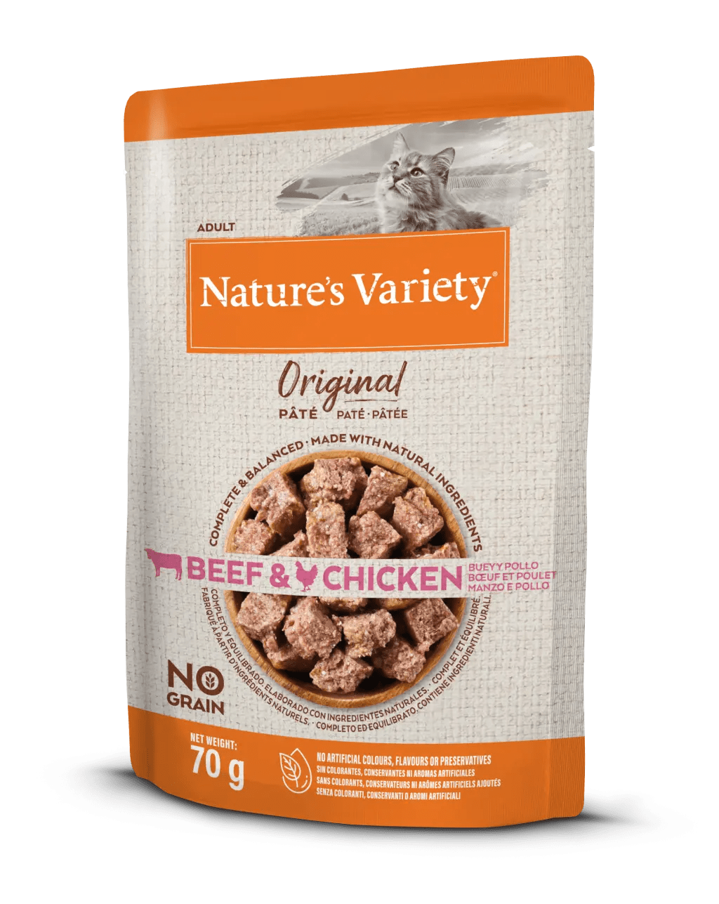 Natures variety Original Humedo Gato Beff y Pollo 70gr.